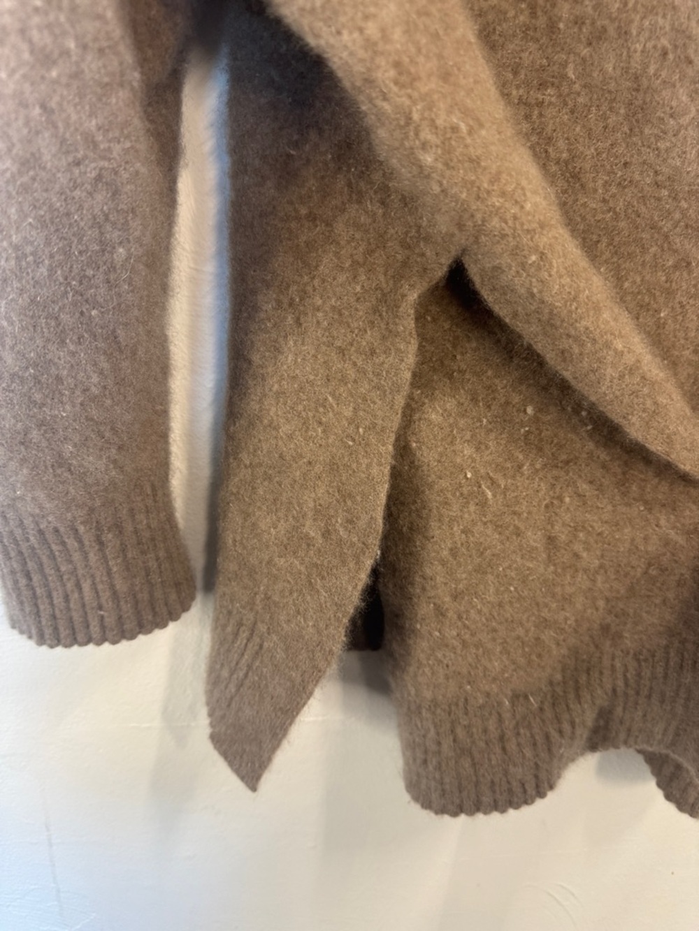 Saks Fifth Avenue Black Label Taupe Cashmere Funnel Neck Pullover Sweater - Picture 4 of 4